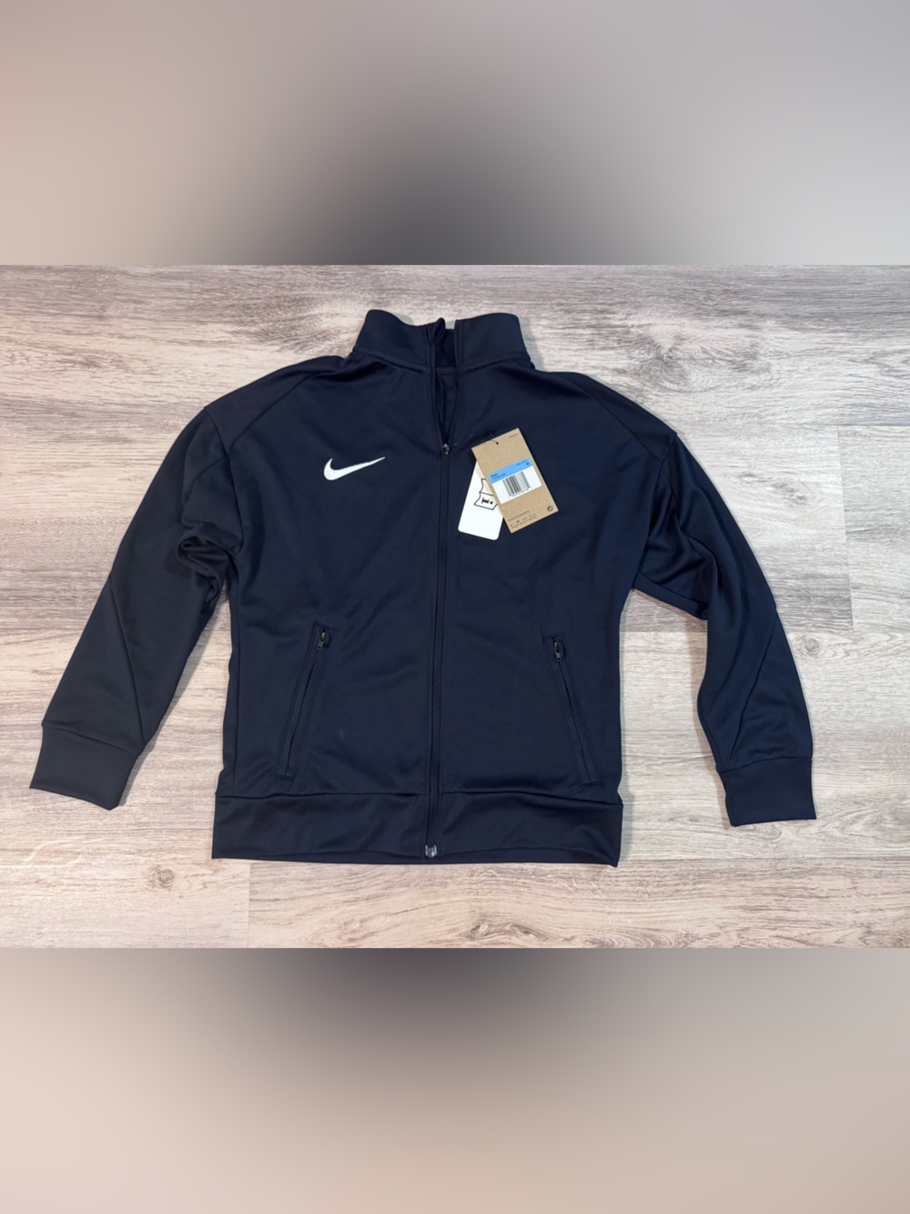 Nike Kids Navy Performance Full-Zip Jacket with White Swoosh